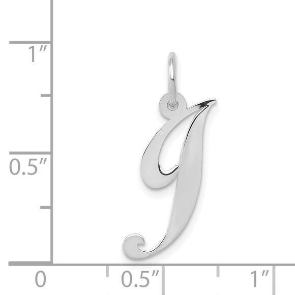 14k White Gold, Ella Collection Medium Fancy Script Initial J Pendant - Picture 4 of 5